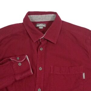 Eddie Bauer Men's Classic 1 Pocket Flannel Burgundy Red Size XL 100% Cotton